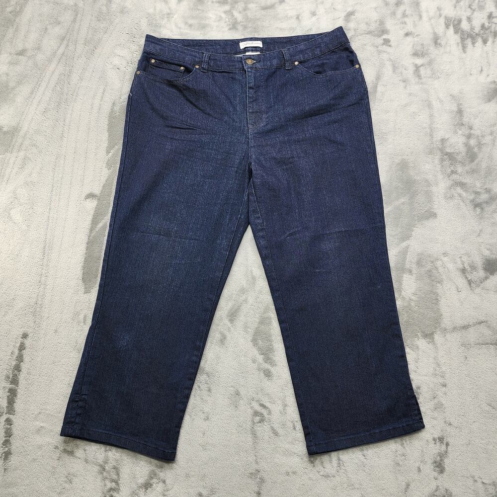 Vintage Jaclyn Smith Jeans Womens 12 Blue Dark Wash High Rise Crop Capri Stretch